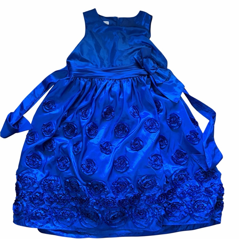 Bonnie Jean Royal Children’s Blue Rosette Satin Party Dress